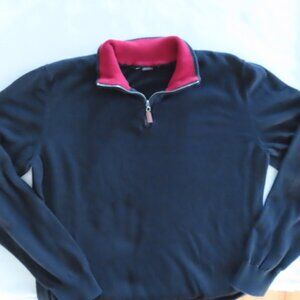 Grayson & Dunn Quarter Zip Black Pullover Men's Sweater 100% Cotton Size Large